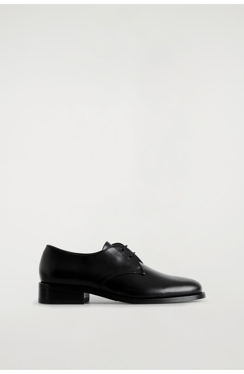 COS Leather Derby Shoes, Main, color, Black