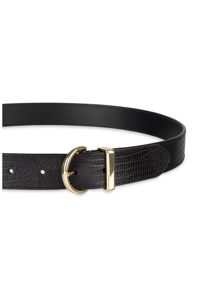 Lizard Embossed Leather Belt, Alternate, color, BLACK