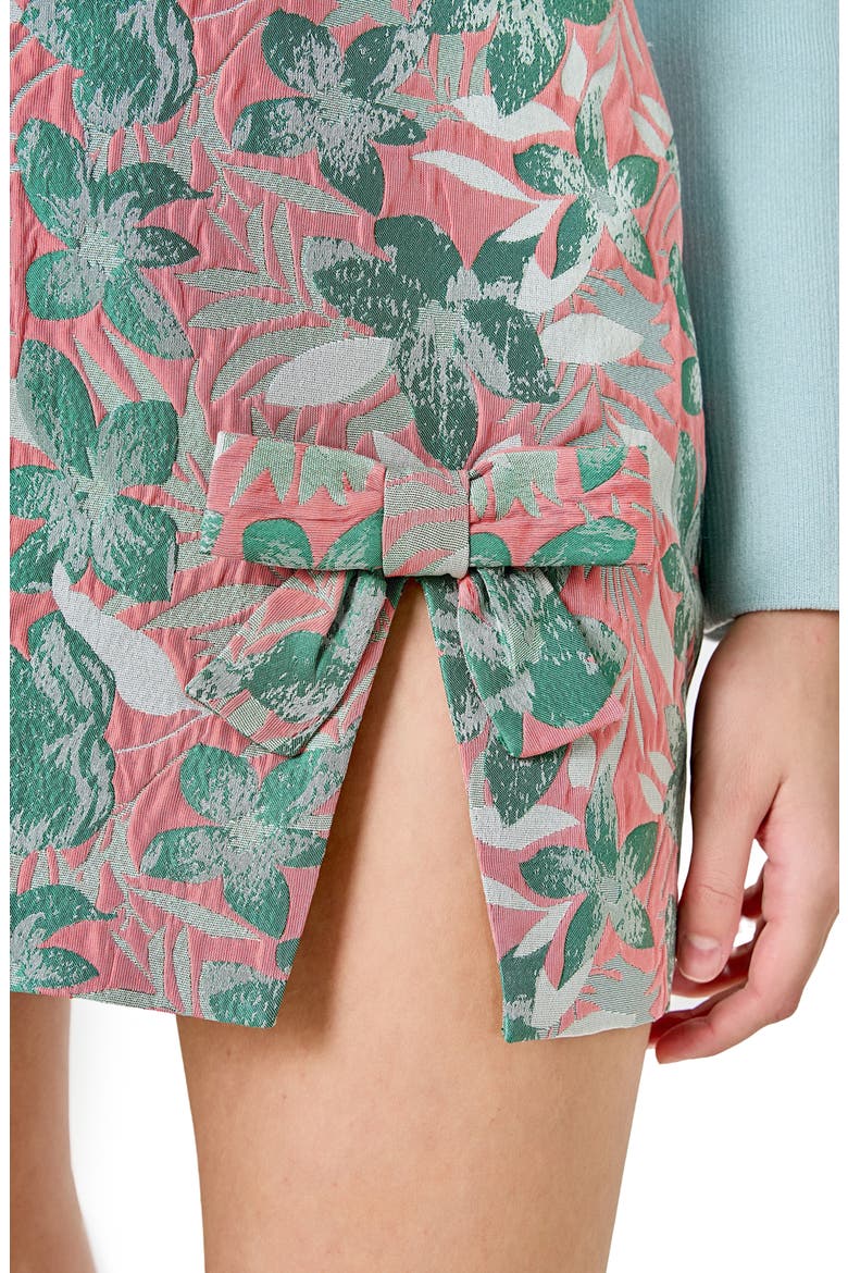 Floral Jacquard Miniskirt, Alternate, color, GREEN/ PINK