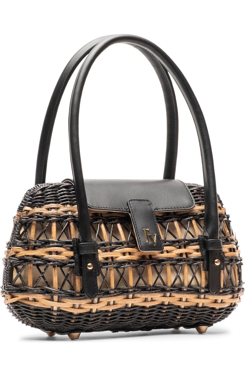 Frances Valentine Tweety Basket Wicker & Leather Handbag, Alternate, color, Black/ Toast