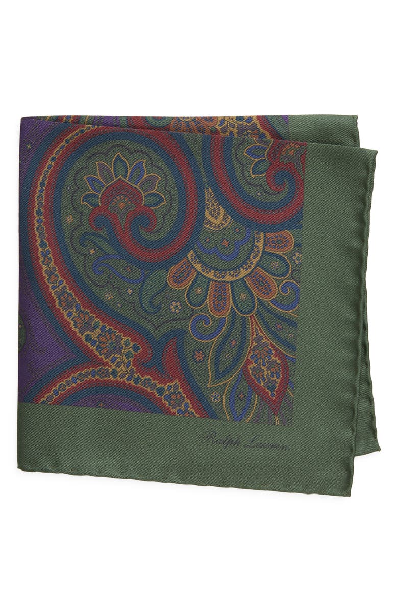 Ralph Lauren Purple Label Paisley Silk Pocket Square, Main, color,