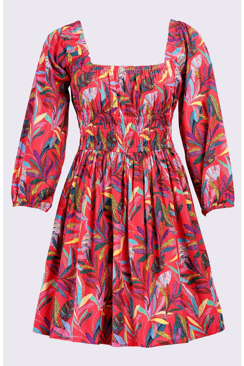 Genevieve Square Neck Mini Dress, Alternate, color, Palm Foliage Poppy Red