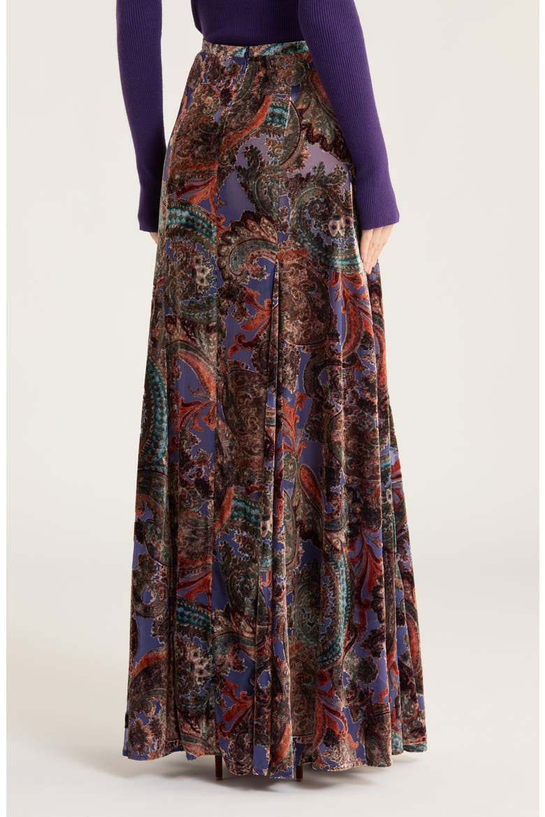 Luca Burnout Velvet Full Maxi Skirt, Alternate, color, PERIWINKLE FRENCH PAISLEY