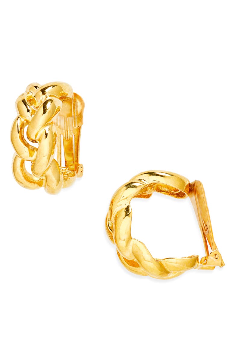 Kenneth Jay Lane Braided Clip-On Hoop Earrings, Main, color, 