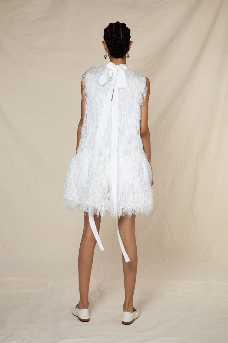 Odette Faux Feather Bridal Dress, Alternate, color, Ivory
