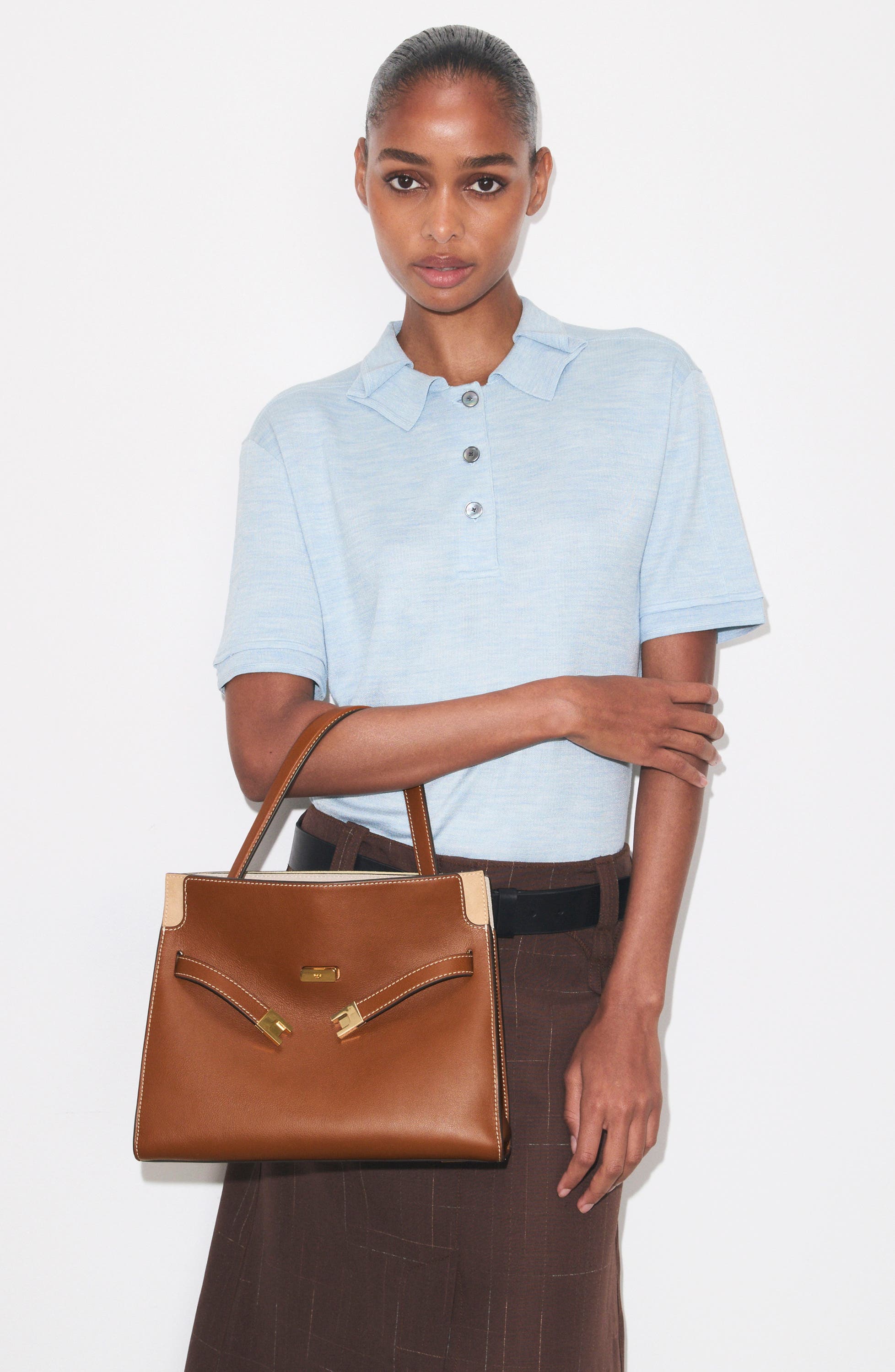 Small Lee Radziwill Leather Double Bag, Alternate, color, AGED TAN