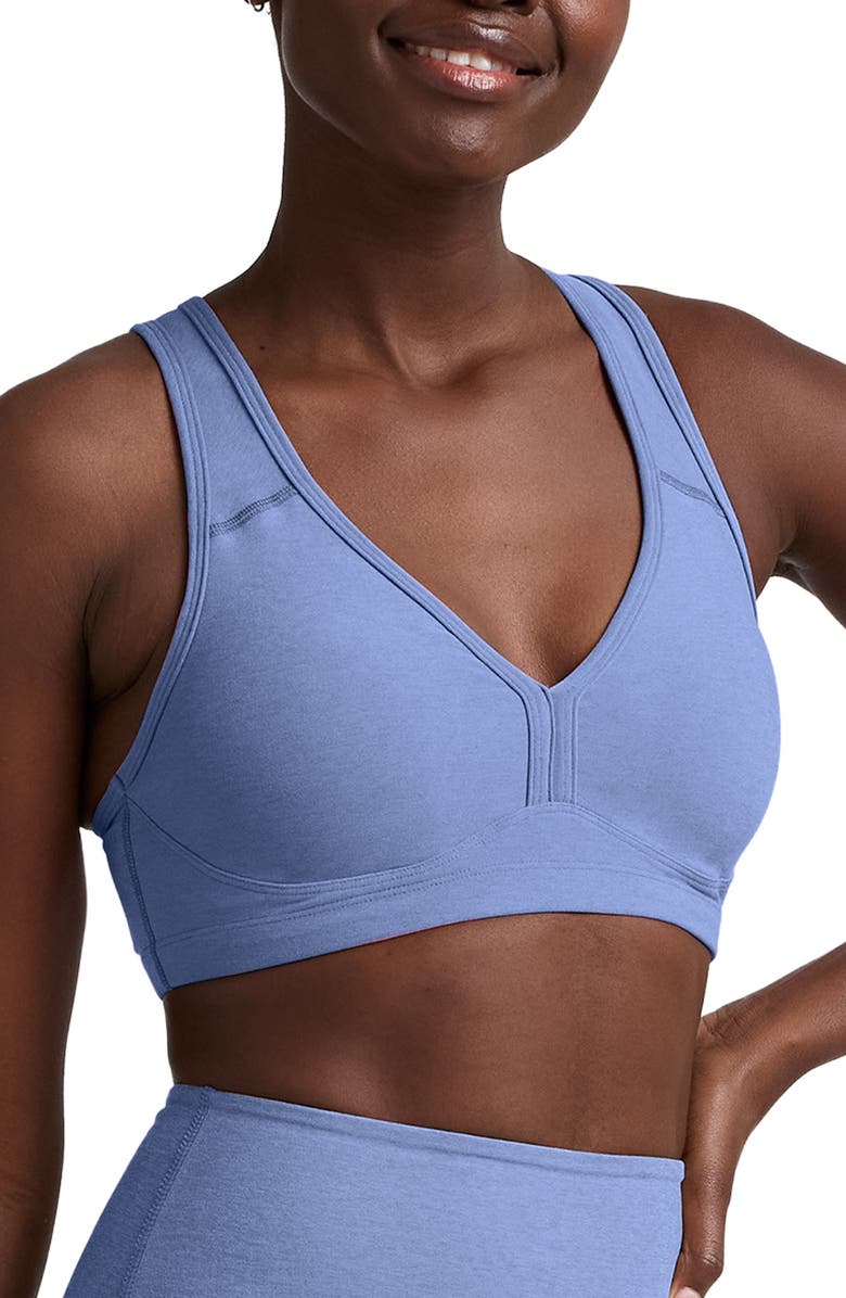 Beyond Yoga Lift Your Spirits Sports Bra, Alternate, color, Washed Denim