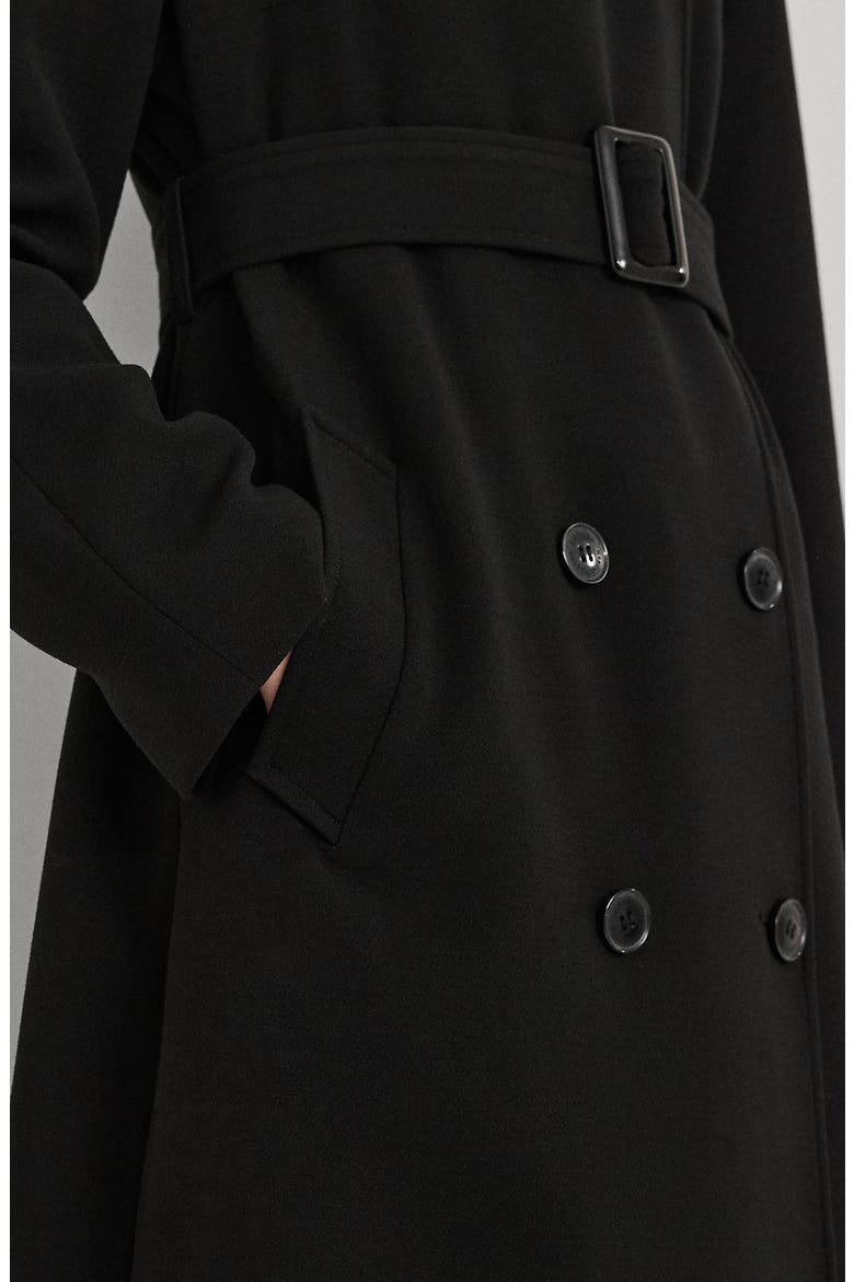 Crepe Belted Coat, Alternate, color, BLACK