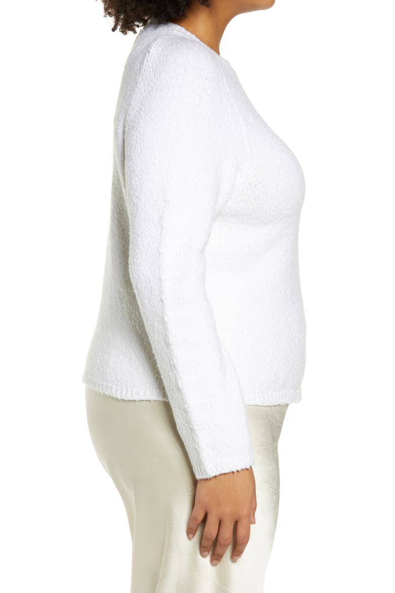 Crewneck Organic Cotton Blend Pebbled Sweater, Alternate, color, OPTIC WHITE