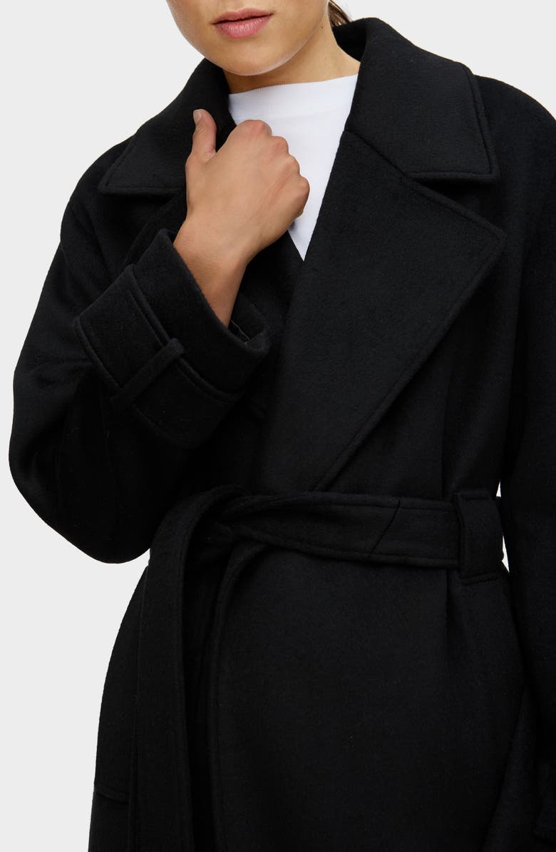 ALIGNE George Wool Blend Wrap Coat, Alternate, color, Black