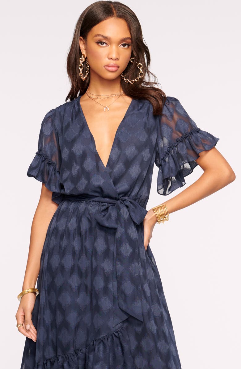 Ramy Brook Asya Wrap Front Jacquard Dress, Alternate, color,