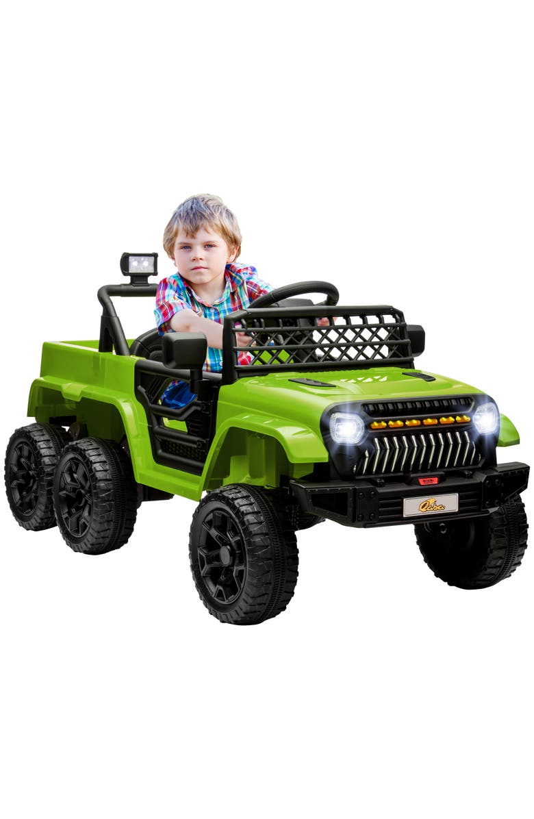 Qaba 12V Ride On Car w/ Remote Control, 2WD/4WD Switchable, Back Trailer, Main, color, Green