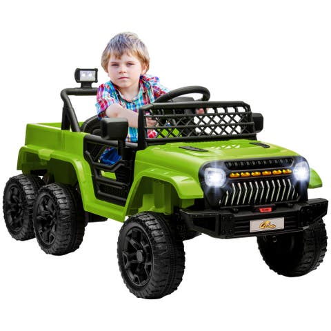 12V Ride On Car w/ Remote Control, 2WD/4WD Switchable, Back Trailer