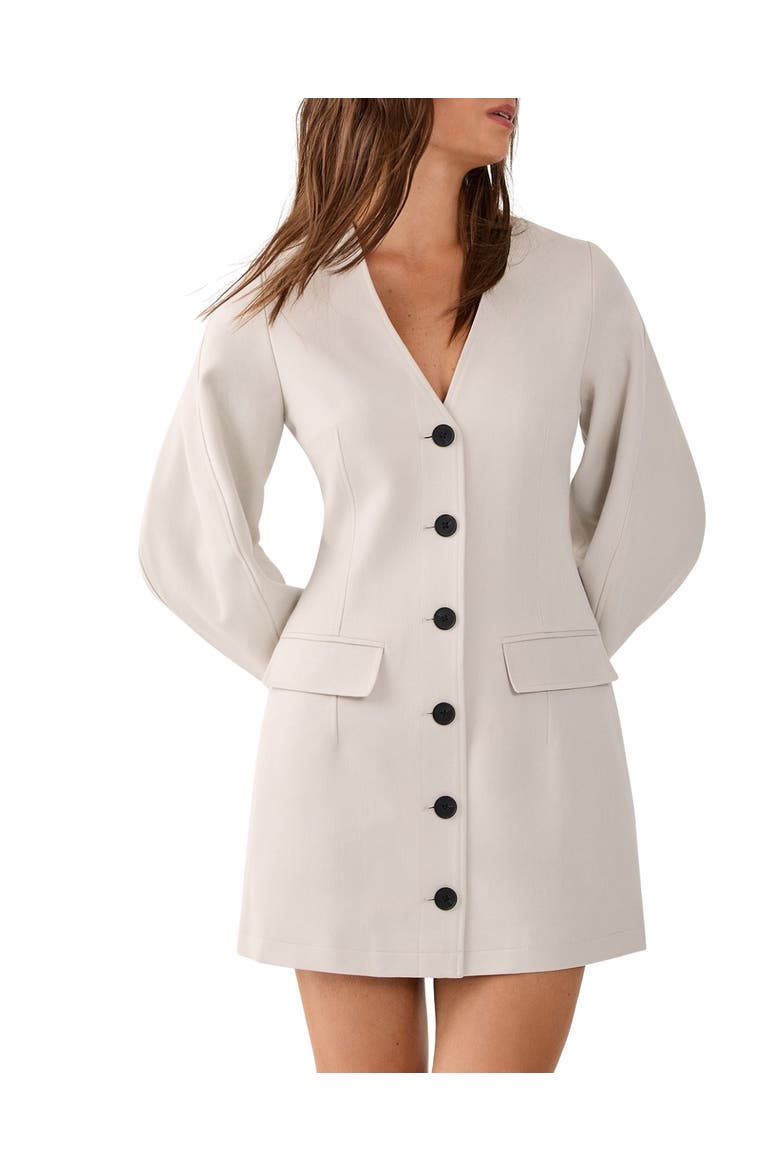 Button Through Mini Blazer Dress, Alternate, color, Ecru