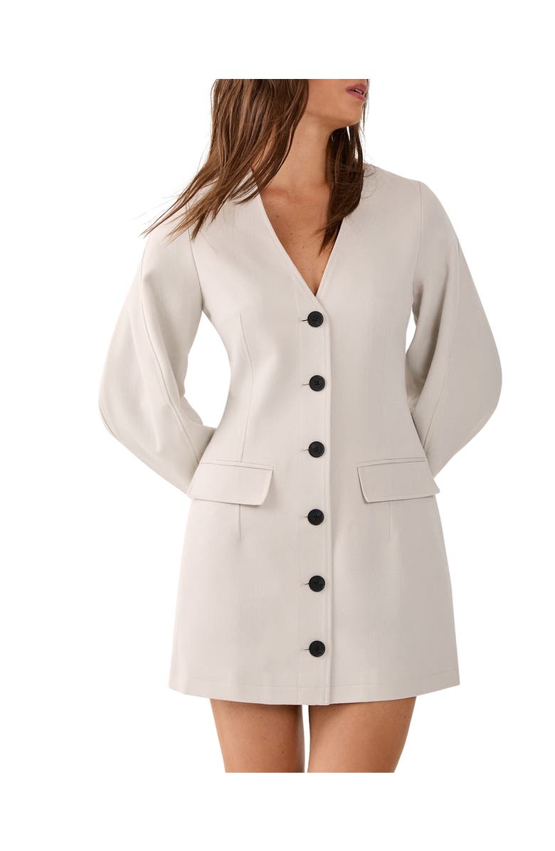 NASTY GAL Button Through Mini Blazer Dress, Alternate, color, Ecru