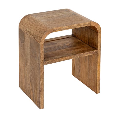 Waterfall Edge End Table with Shelf