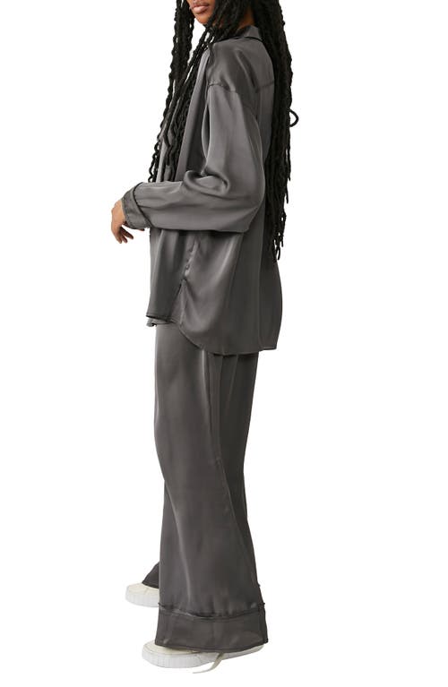 Free People Dreamy Days Solid Pajama Set In Washed Black In Black