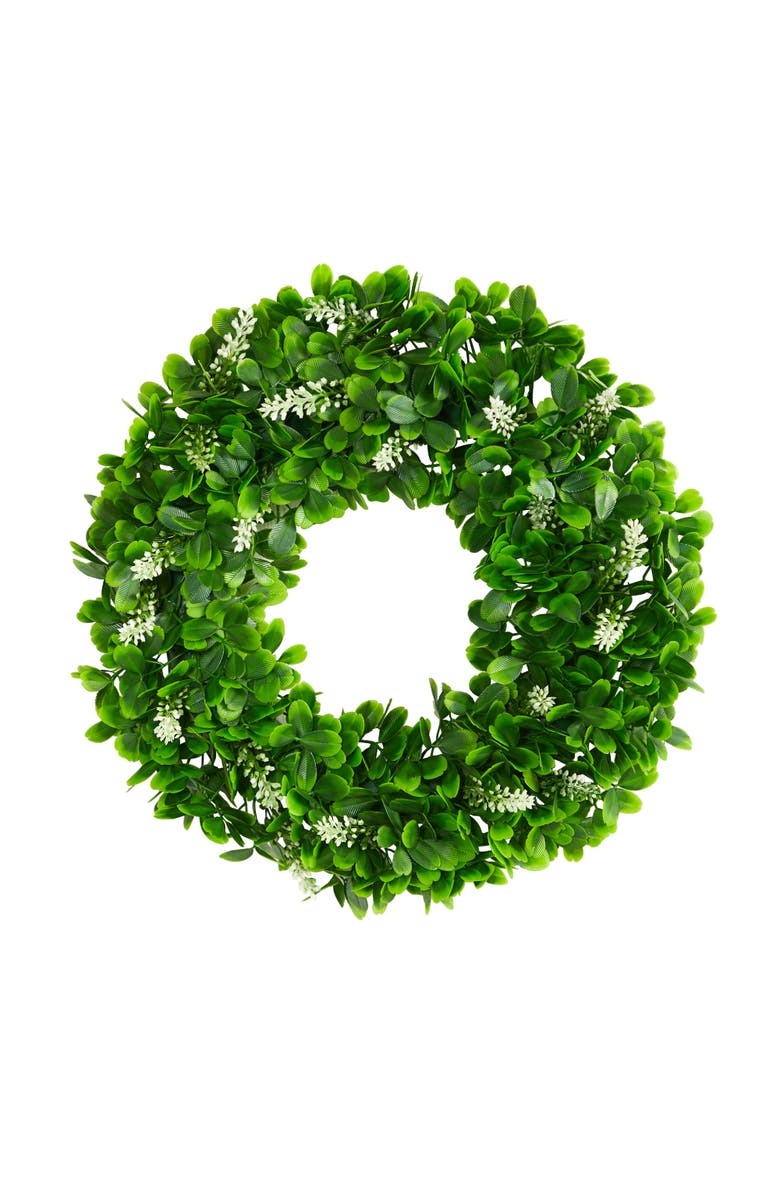 NEARLY NATURAL 13-in Jasmine Artificial Wreath, Main, color, Green