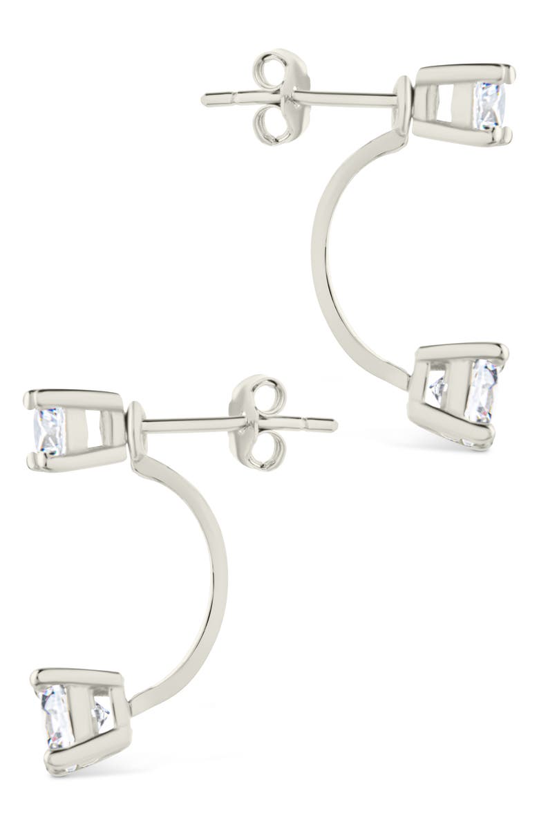 Sterling Forever Brillant Cubic Zirconia Front/Back Drop Earrings, Alternate, color, Silver