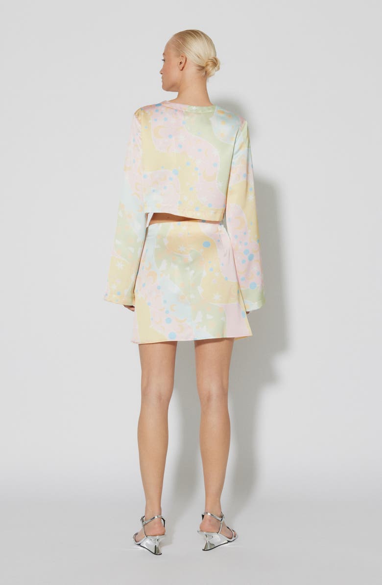 SOMETHING NEW Claudia Celestial Print Long Sleeve Crop Top, Alternate, color, 