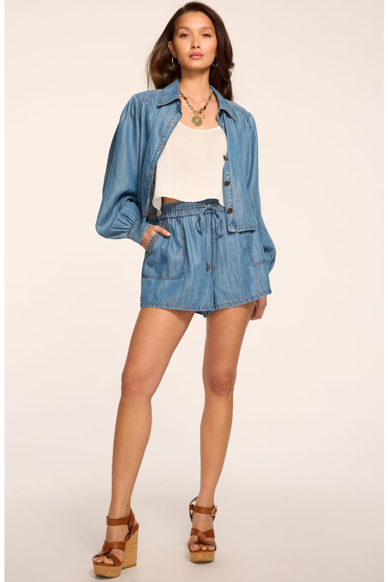 Annalise High Waist Chambray Shorts, Alternate, color, LIGHT CHAMBRAY