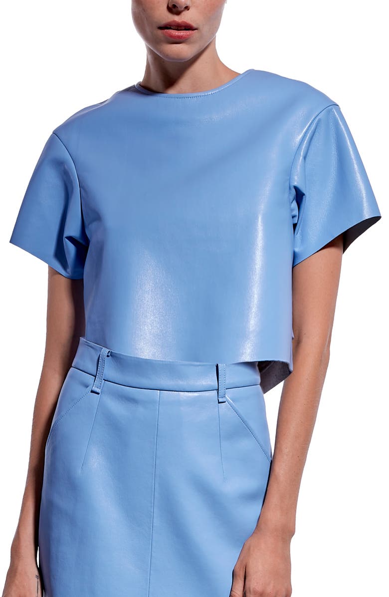 AS by DF Beck Recycled Leather Tee, Main, color, Powder Blue