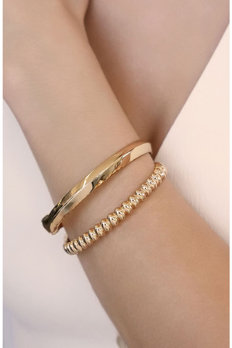 Set of 2 Stacking Bangles, Alternate, color, GOLD