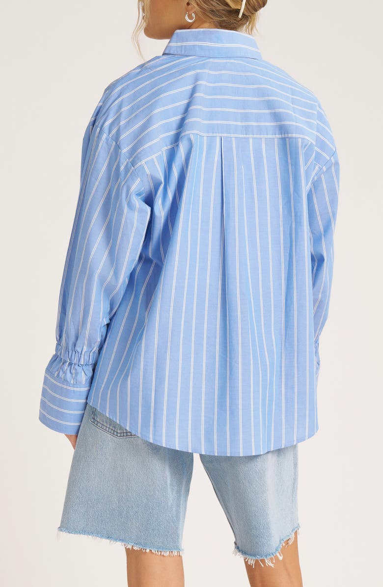 matty m. Genevieve Stripe Button-Up Top, Alternate, color, French Blue