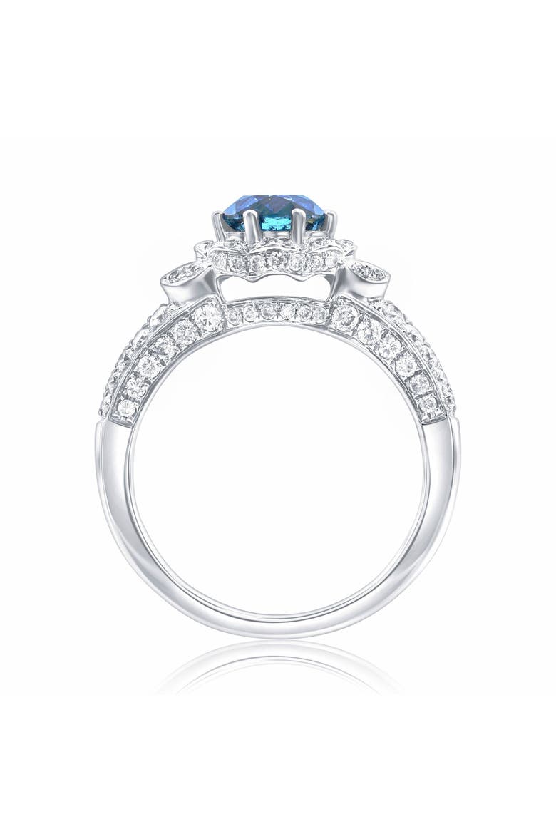 14K Gold 1.27ct Round Blue Diamond & 0.71cttw Diamond Ring, Alternate, color, White Gold