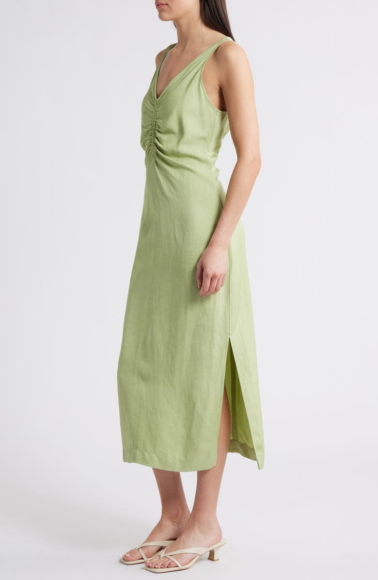 Reiss Pari Ruched Midi Dress, Alternate, color, Green