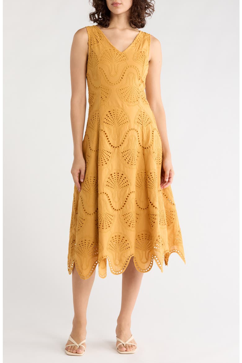 Fit & Flare Midi Dress, Main, color, MONARCH GOLD