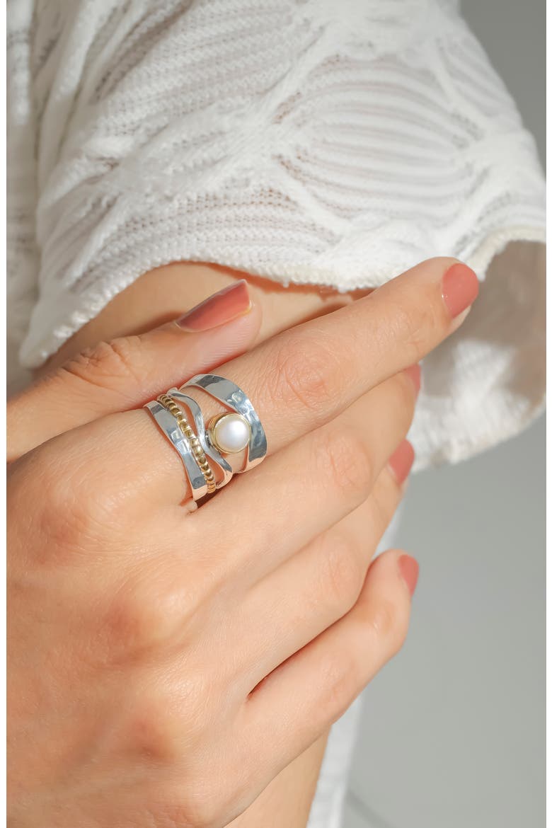 Cultured Pearl Silver Plate Ring, Alternate, color, WHITE