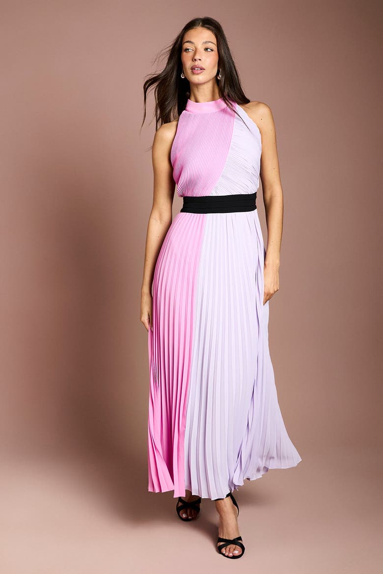 Fit & Flare High Neck Maxi Dress, Alternate, color, Multi