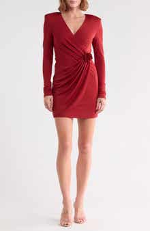 Saba Wrap Front Long Sleeve Minidress