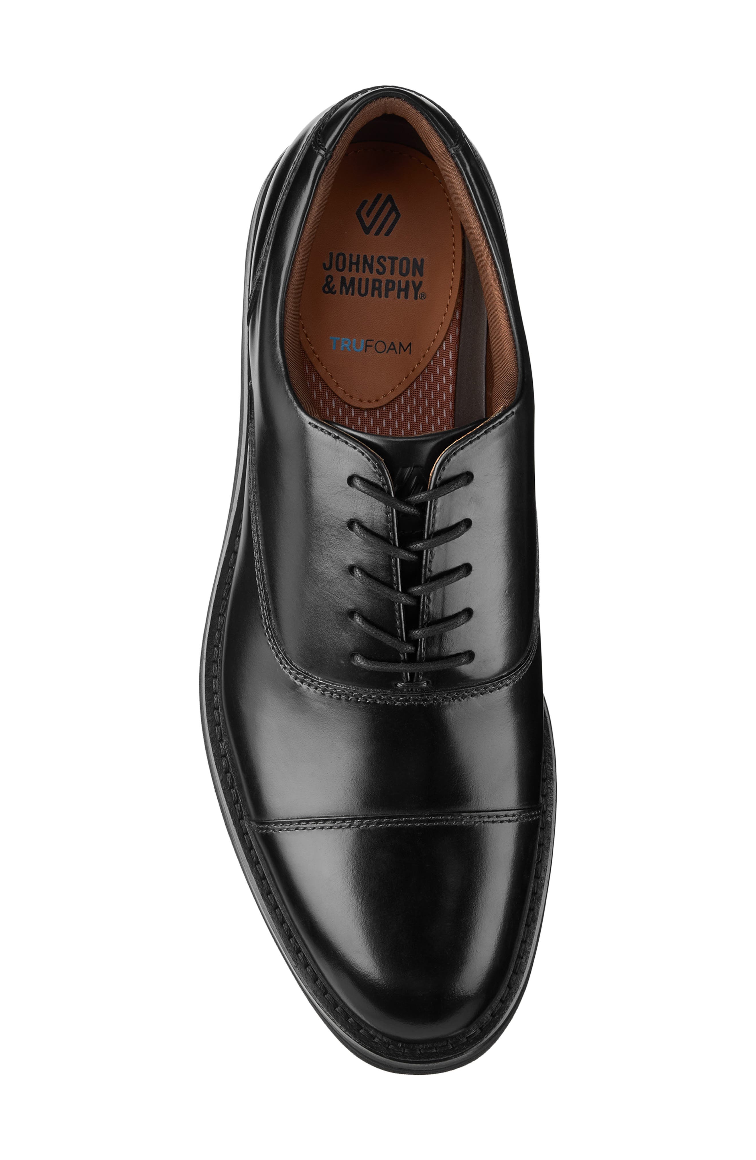 Johnston & Murphy Tyson Cap Toe Oxford, Alternate, color, Black Full Grain