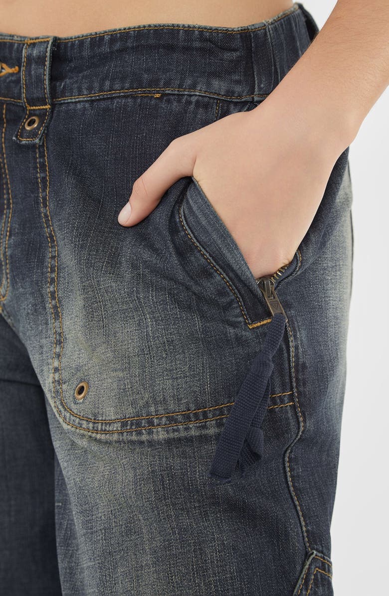 GUESS Lace-Up Wide Leg Cargo Jeans, Alternate, color, 