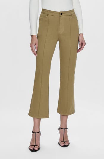 Shop Pistola Simone Seamed Kick Flare Pants In Khaki