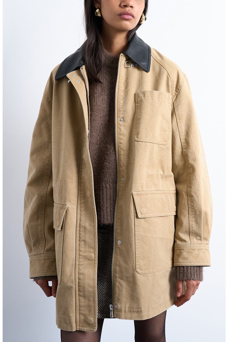Cotton Blend Barn Jacket, Main, color, TAN
