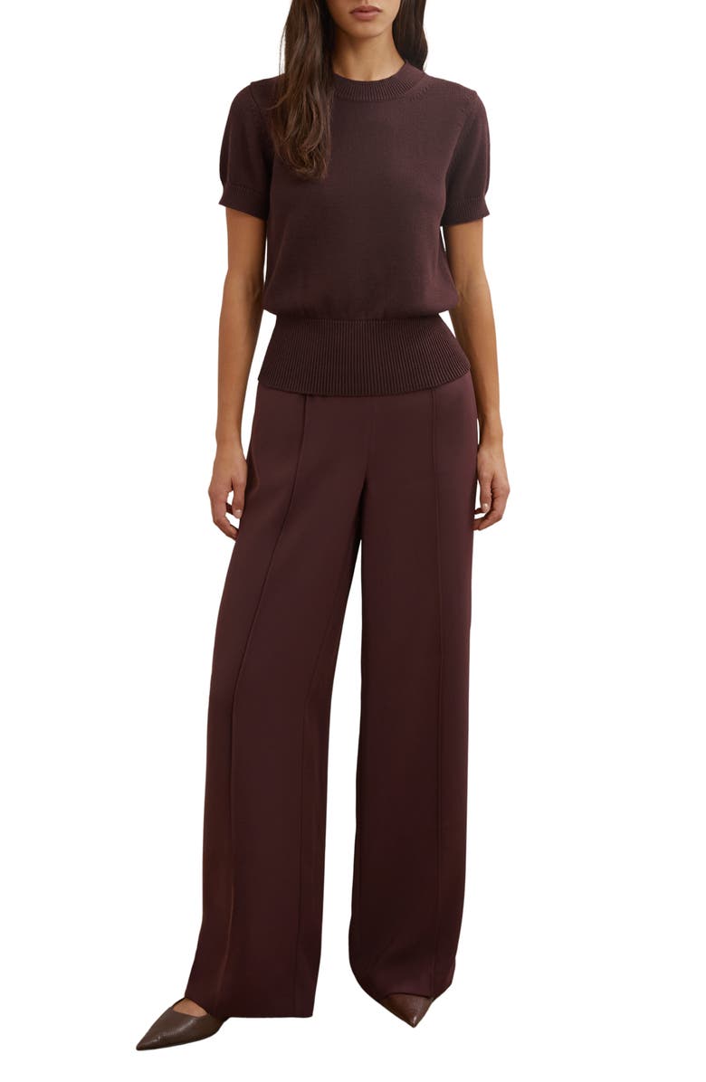 Reiss Anita Short Sleeve Cotton & Wool Sweater, Alternate, color, Burgundy