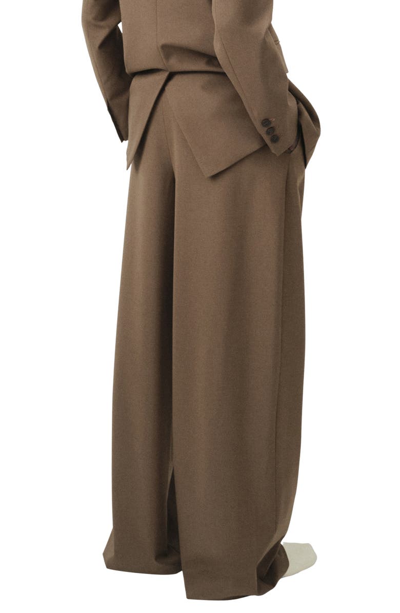 MANGO Selection Pleated Wide Leg Pants, Alternate, color, Medium Brown