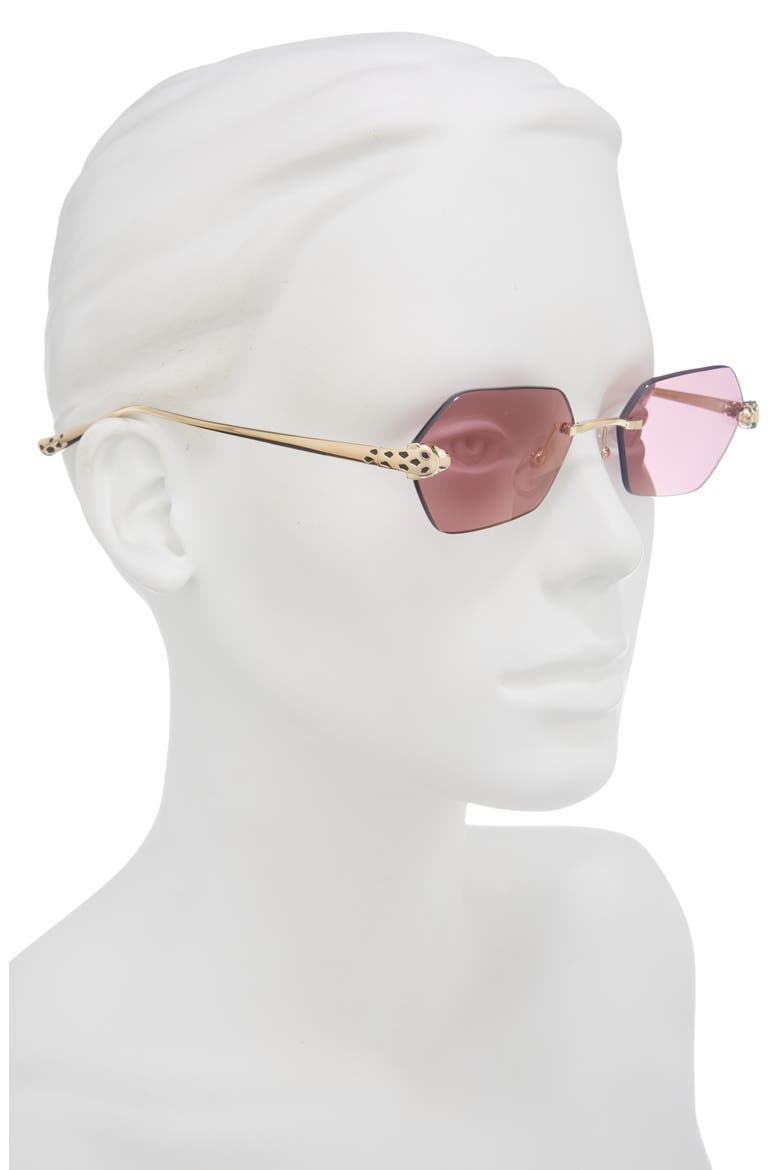 55mm Rimless Geometric Polarized Sunglasses, Alternate, color, GOLD