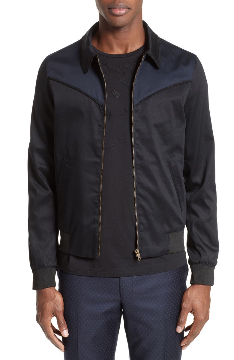 The Kooples Contrast Yoke Track Jacket, Main, color,