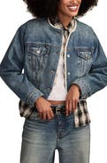 Lucky Brand Collarless Crop Denim Trucker Jacket
