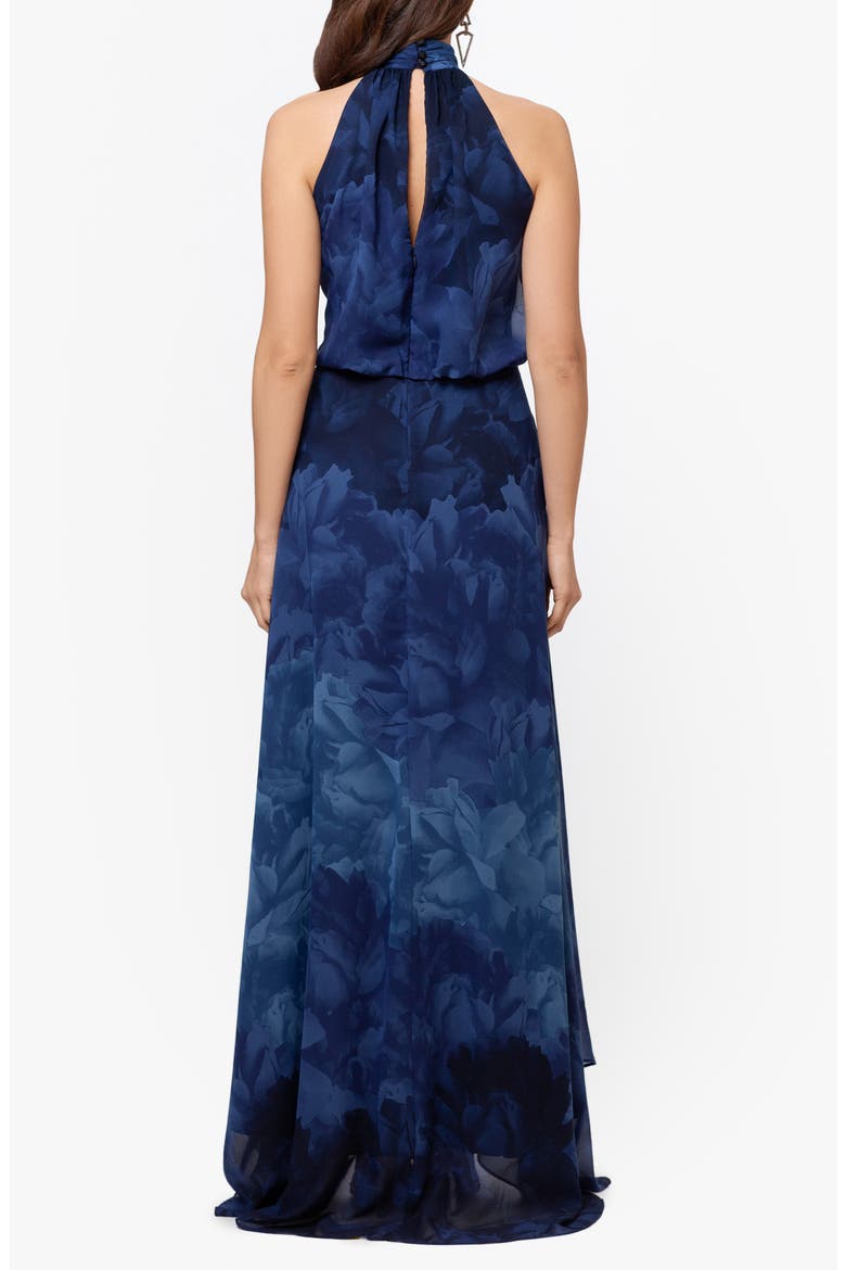 Tonal Floral Print Chiffon Gown, Alternate, color, NAVY/ BLUE