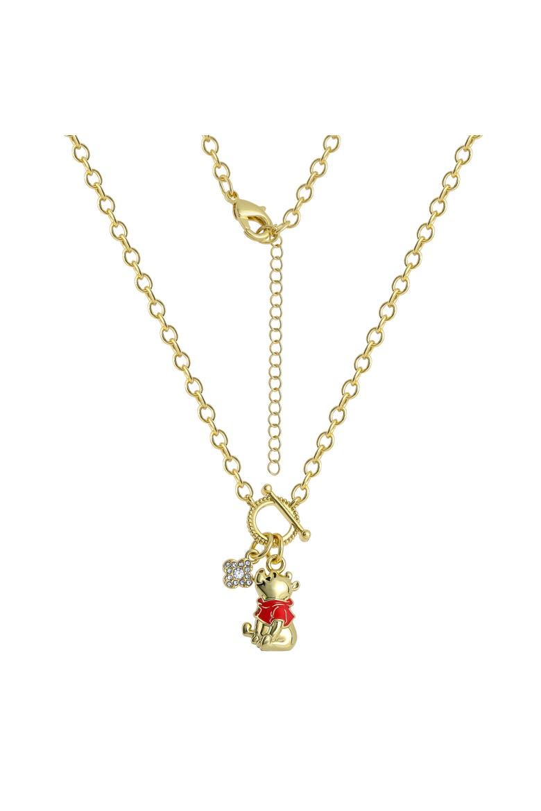 Winnie the Pooh Charm Necklace for Women, 18k Gold Flash Plate, 18"+2", Alternate, color, Metallic Gold