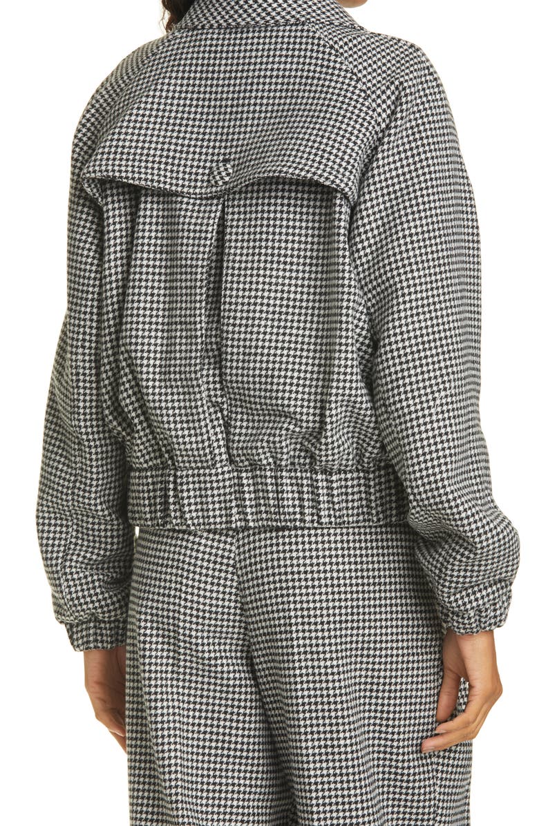 REMAIN Birger Christensen Women's Odette Leather Trim Houndstooth Wool Blend Jacket, Alternate, color, 