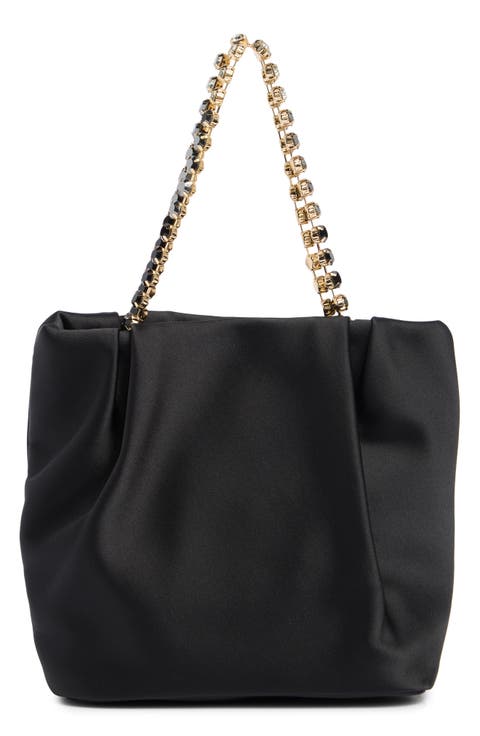 Karol Rhinestone Strap Satin Handbag