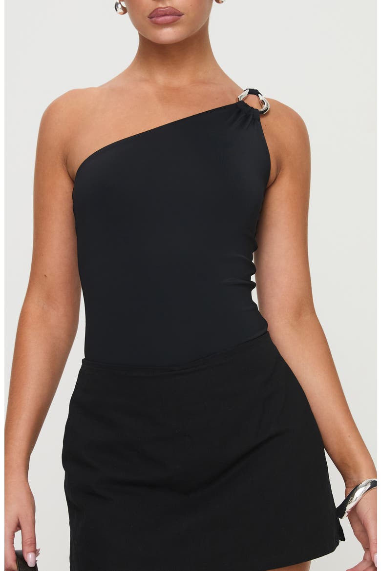 Talija One-Shoulder Bodysuit, Main, color, BLACK