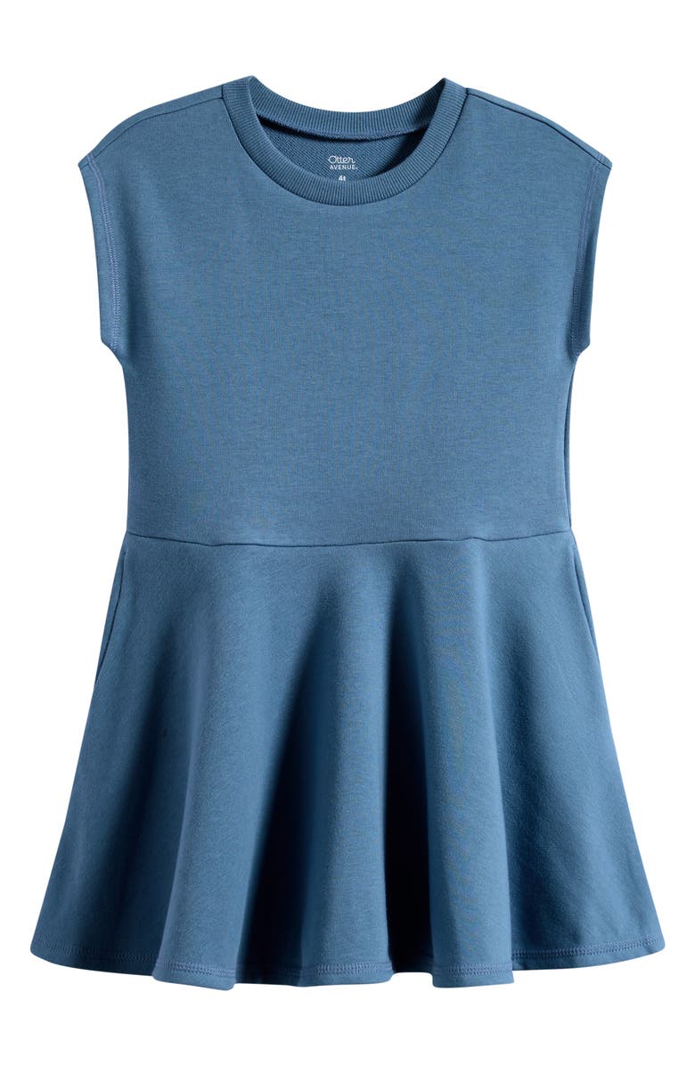 OTTER AVENUE Kids' Drop Waist Cotton Blend Knit Dress, Main, color, Indigo Wave