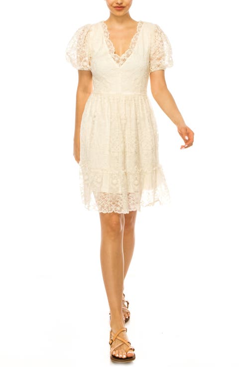 Lace Puff Sleeve Dress